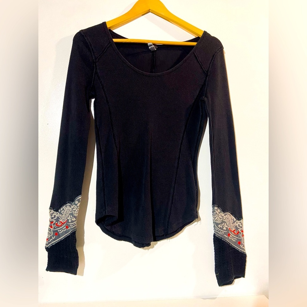 We the free black distressed long sleeved boho